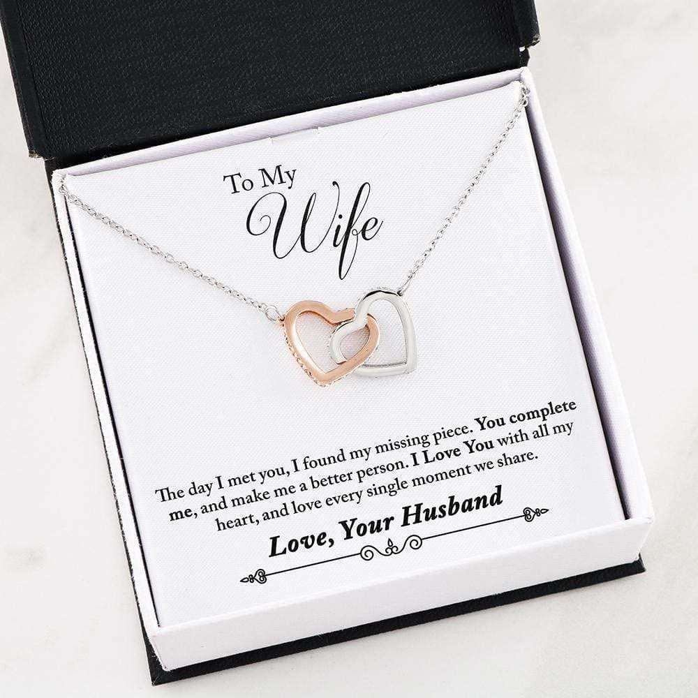 Wife Necklace, To My Wife Necklace Gift, You Complete Me Inseparable Love Message Card For Karwa Chauth Rakva