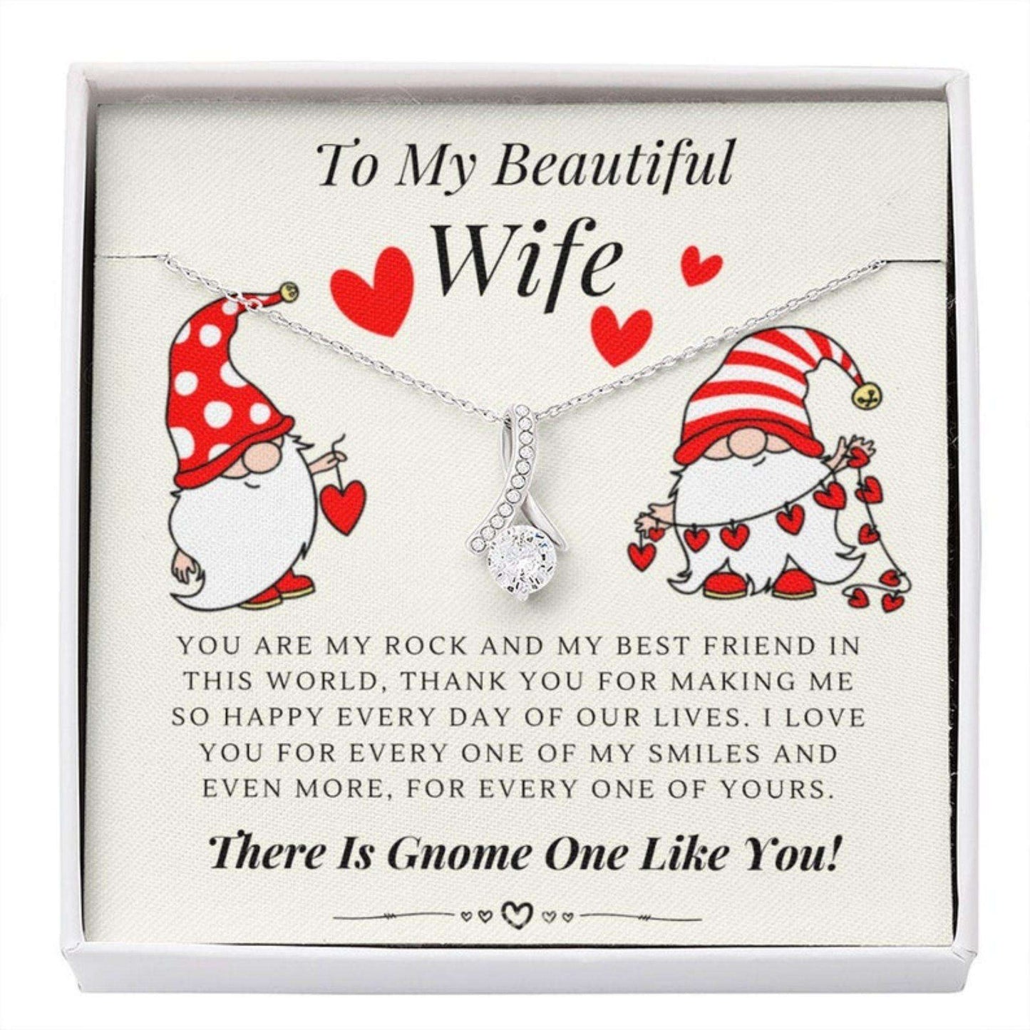 Wife Necklace, To My Wife Necklace Gnome Necklace, Husband To Wife Silver Valentine Gnomes For Karwa Chauth Rakva