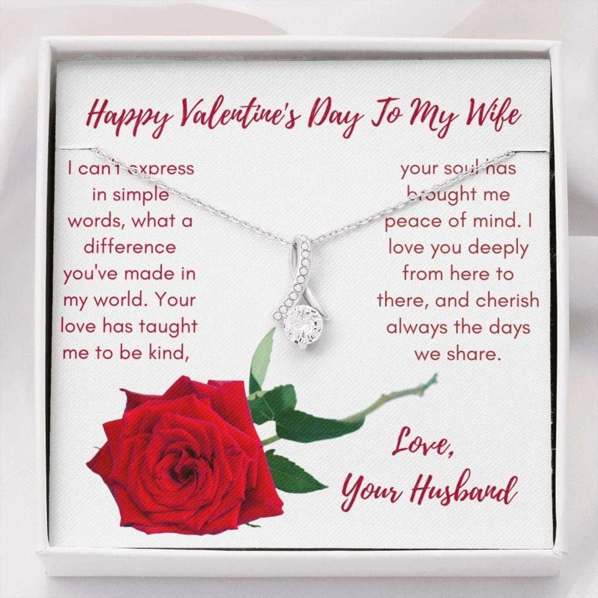 Wife Necklace, To My Wife Necklace “ Happy Valentine’S Day Necklace Gift Necklace With Message Card For Karwa Chauth Rakva