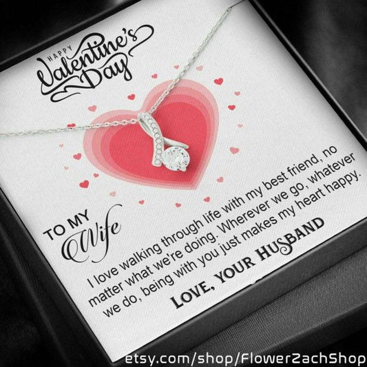 Wife Necklace, To My Wife Necklace, Happy Valentine’S Day Necklace Gifts From Husband Gift For Wife For Karwa Chauth Rakva