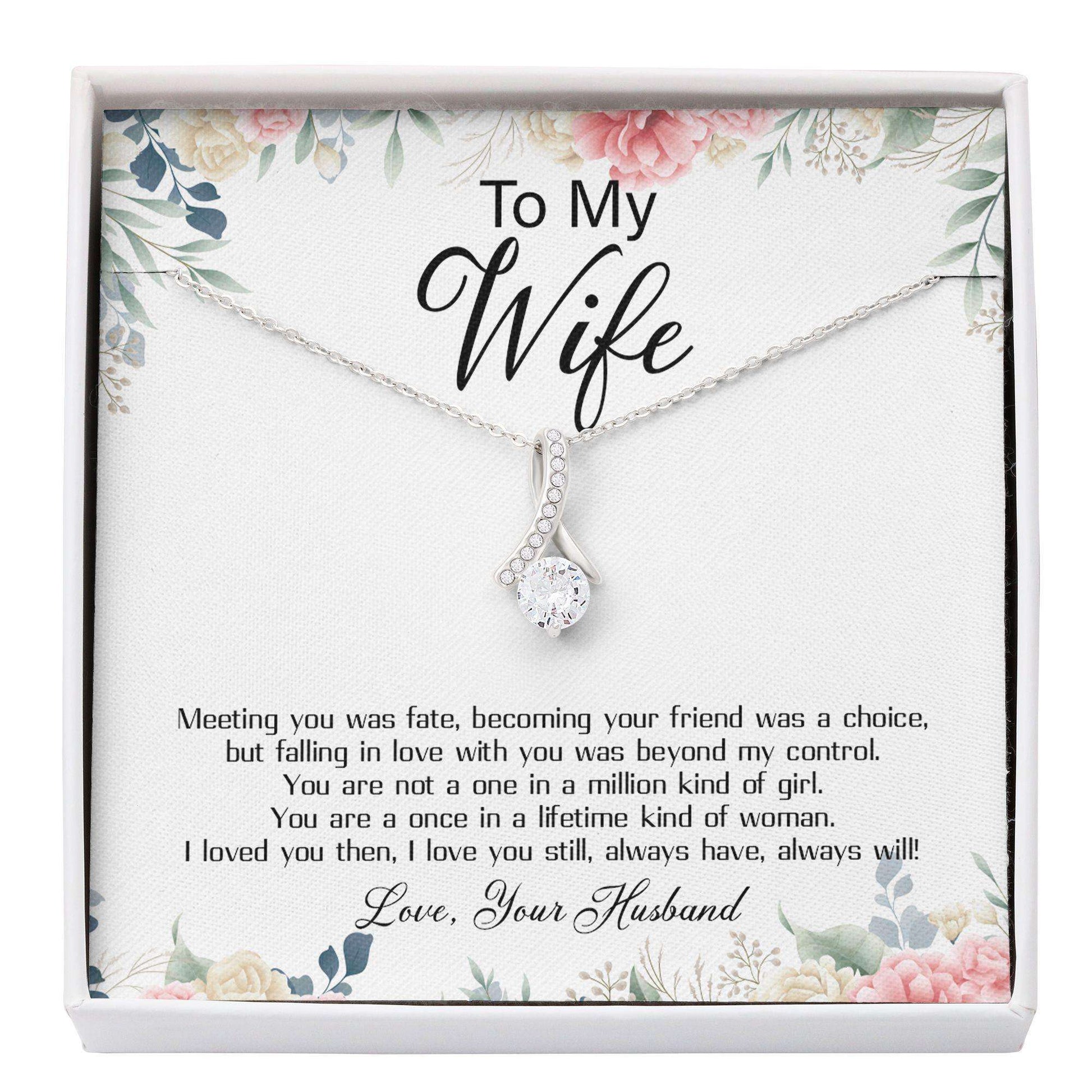 Wife Necklace, To My Wife Necklace, Husband To Wife Necklace, Gift For Wife With Message Card Gift Box, Alluring Beauty For Karwa Chauth Rakva