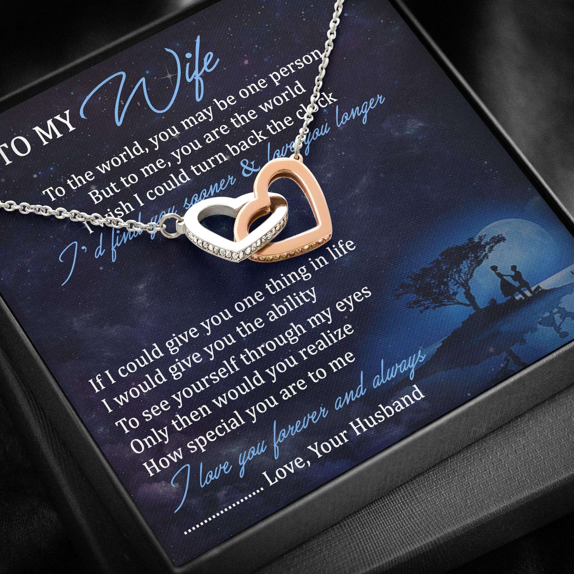 Wife Necklace, To My Wife Necklace “ Interlocking Hearts For Karwa Chauth Rakva