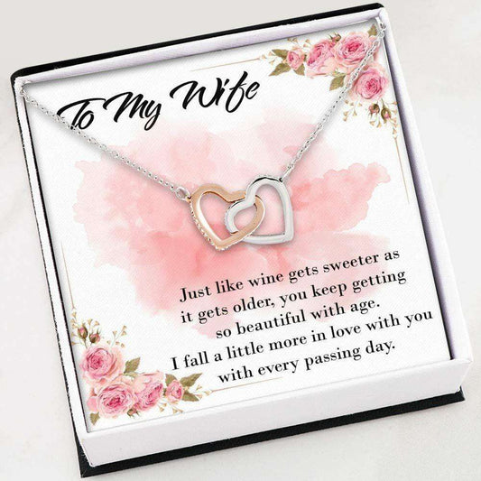 Wife Necklace “ To My Wife Necklace “ Interlocking Hearts Necklace With Gift Box For Birthday Christmas For Karwa Chauth Rakva