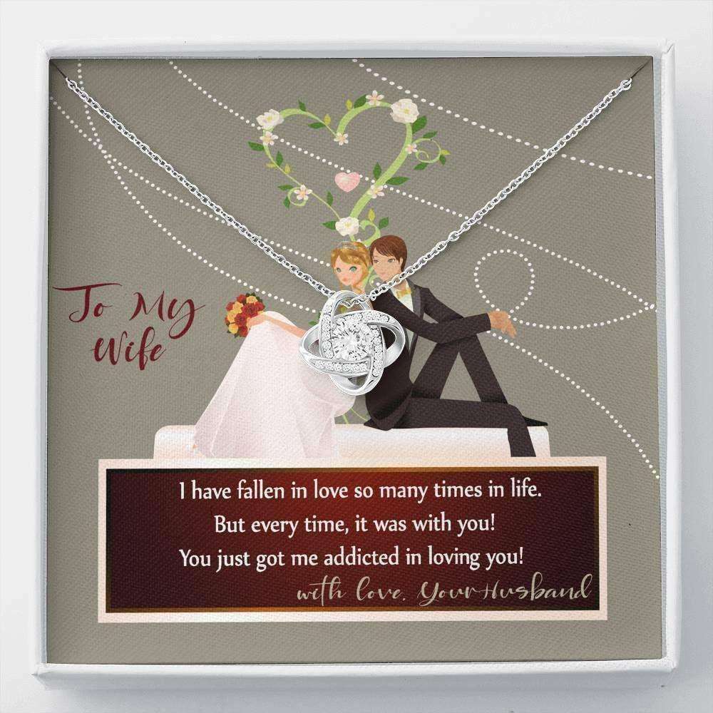 Wife Necklace, To My Wife Necklace Love Knot Necklace Anniversary Gift For Wife Addicted To You For Karwa Chauth Rakva