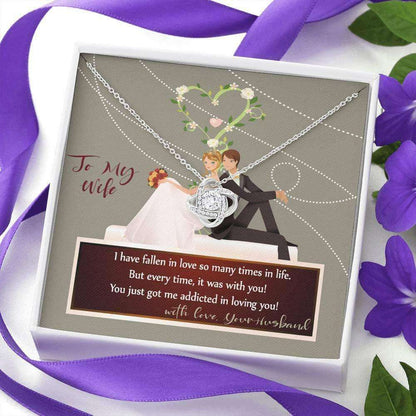 Wife Necklace, To My Wife Necklace Love Knot Necklace Anniversary Gift For Wife Addicted To You For Karwa Chauth Rakva