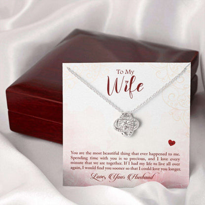 Wife Necklace, To My Wife Necklace, Love Knot Necklace, Husband To Wife Gift, Anniversary, Valentines Day Necklace With Message Card For Karwa Chauth Rakva