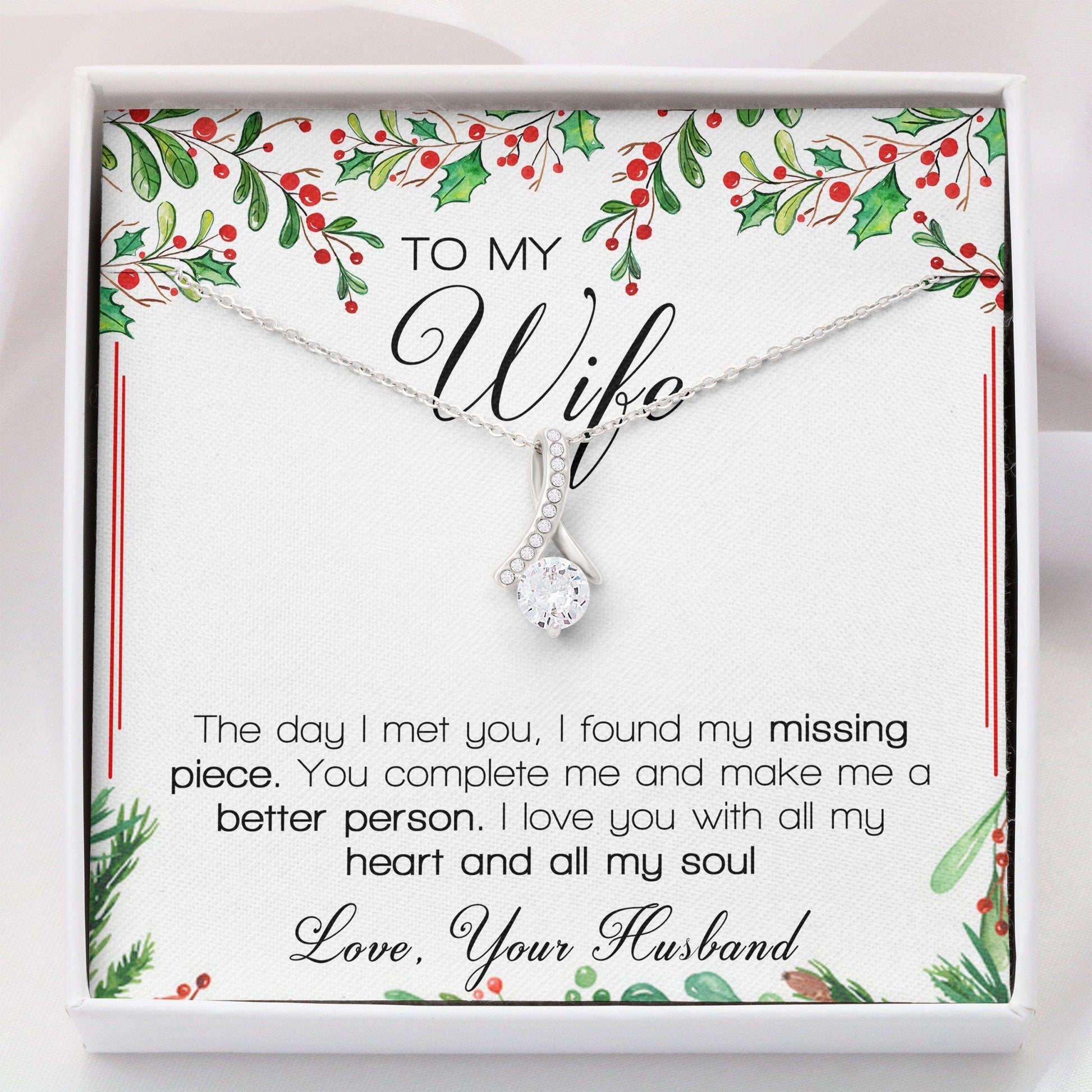 Wife Necklace, To My Wife “ Necklace Message Card “ Alluring Beauty Necklace For Karwa Chauth Rakva