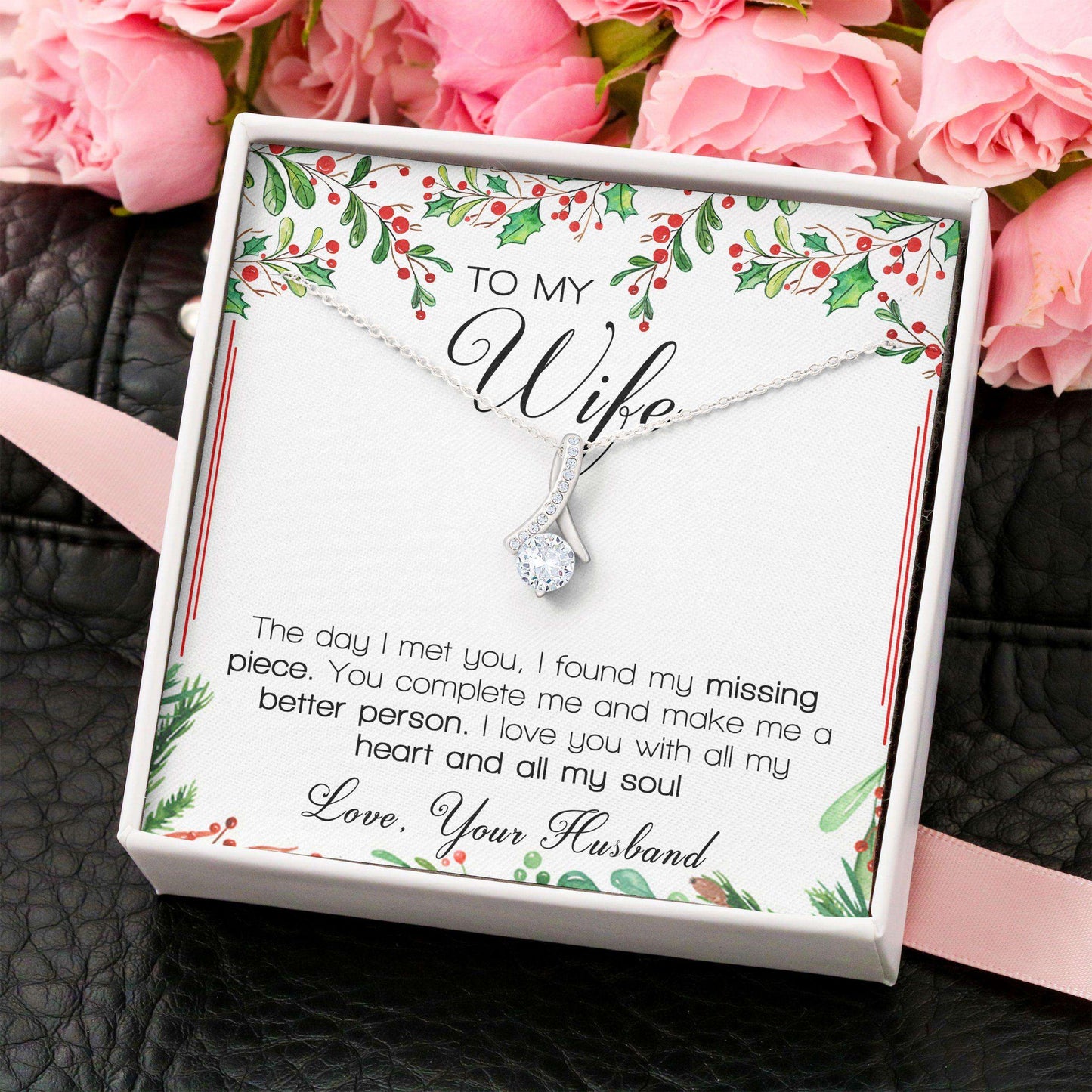 Wife Necklace, To My Wife “ Necklace Message Card “ Alluring Beauty Necklace For Karwa Chauth Rakva