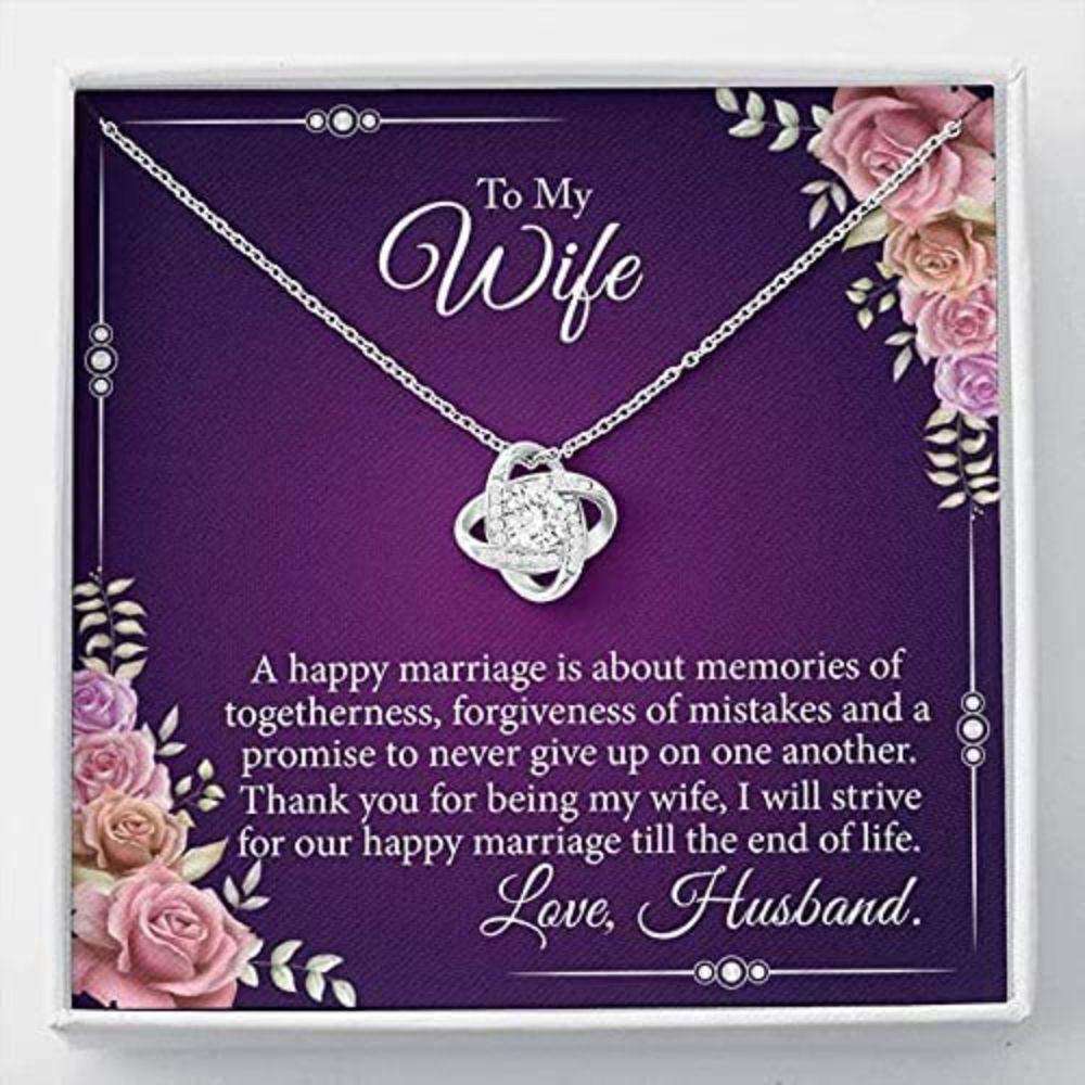 Wife Necklace, To My Wife “ Our Happy Marriage “ Gift To My Wife Necklace For Karwa Chauth Rakva