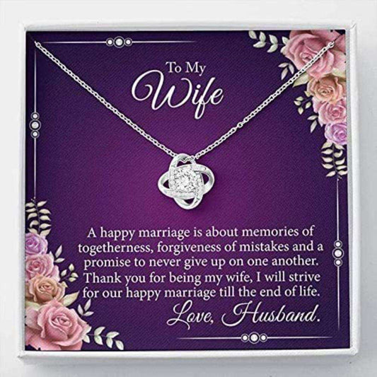 Wife Necklace, To My Wife “ Our Happy Marriage “ Gift To My Wife Necklace For Karwa Chauth Rakva