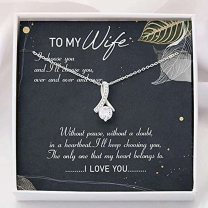 Wife Necklace, To My Wife That You Are My Heart Necklace With Box Message Card, Valentine’S Day Necklace For Wife For Karwa Chauth Rakva