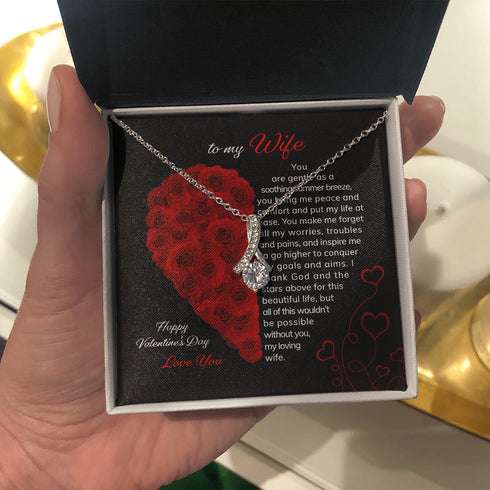 Wife Necklace, To My Wife Valentine’S Day Gift Necklace In A Box With Romantic Poem For Karwa Chauth Rakva