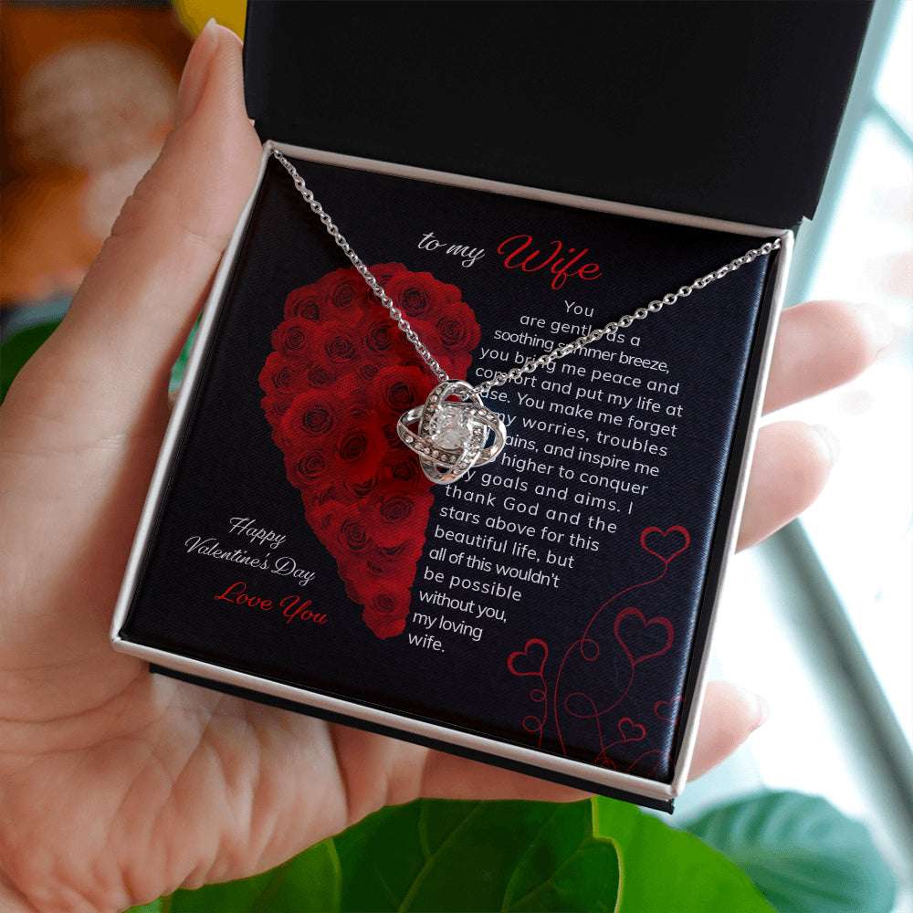 Wife Necklace, To My Wife Valentine’S Day Love Knot Necklace In A Gift Box For Karwa Chauth Rakva