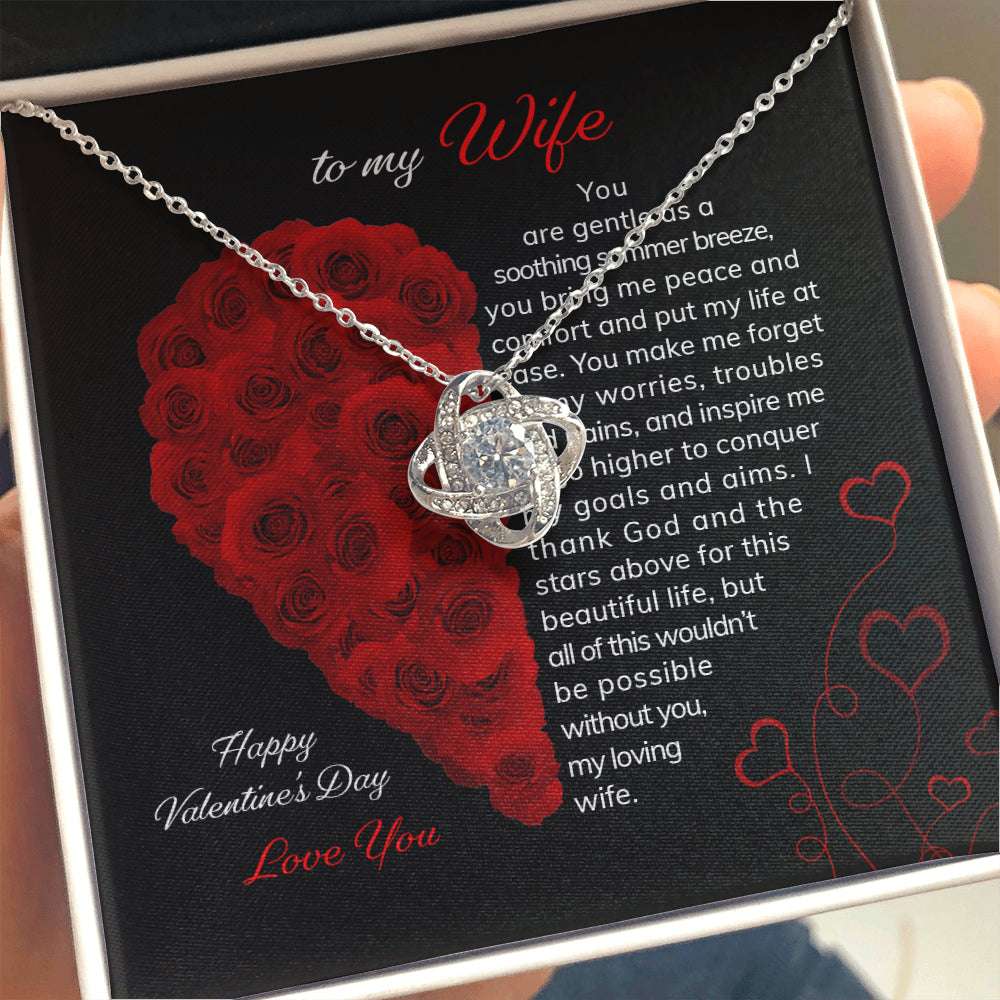 Wife Necklace, To My Wife Valentine’S Day Love Knot Necklace In A Gift Box For Karwa Chauth Rakva