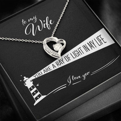 Wife Necklace, To My Wife “ You Are A Ray Of Light In My Life “ Forever Love Necklace For Karwa Chauth Rakva