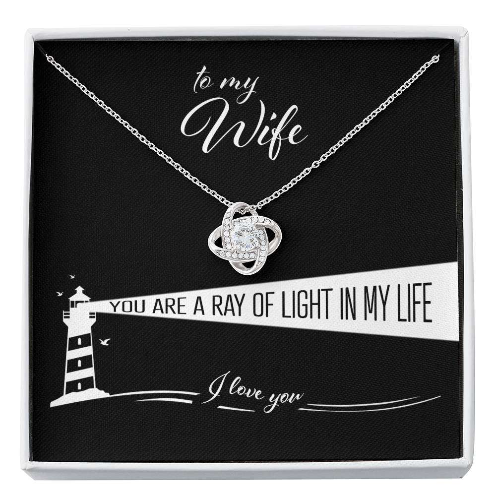 Wife Necklace, To My Wife “ You Are A Ray Of Light In My Life Love Knot Necklace For Karwa Chauth Rakva