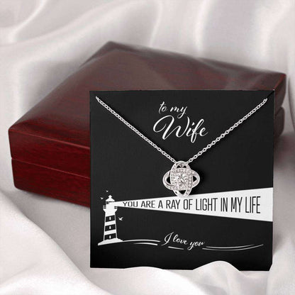 Wife Necklace, To My Wife “ You Are A Ray Of Light In My Life Love Knot Necklace For Karwa Chauth Rakva