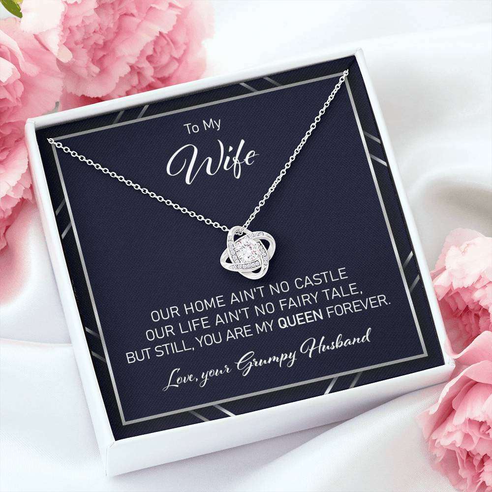 Wife Necklace, To My Wife “ You Are My Queen Forever Love Knot Necklace For Karwa Chauth Rakva