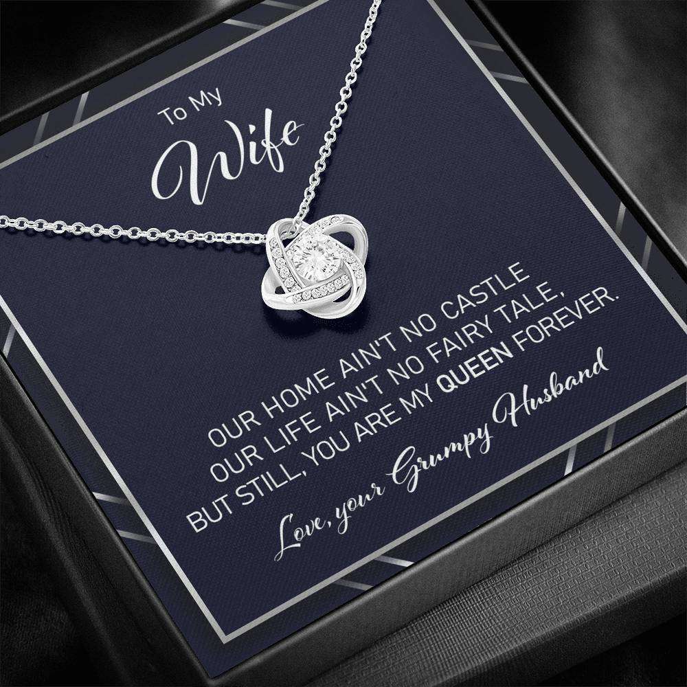 Wife Necklace, To My Wife “ You Are My Queen Forever Love Knot Necklace For Karwa Chauth Rakva