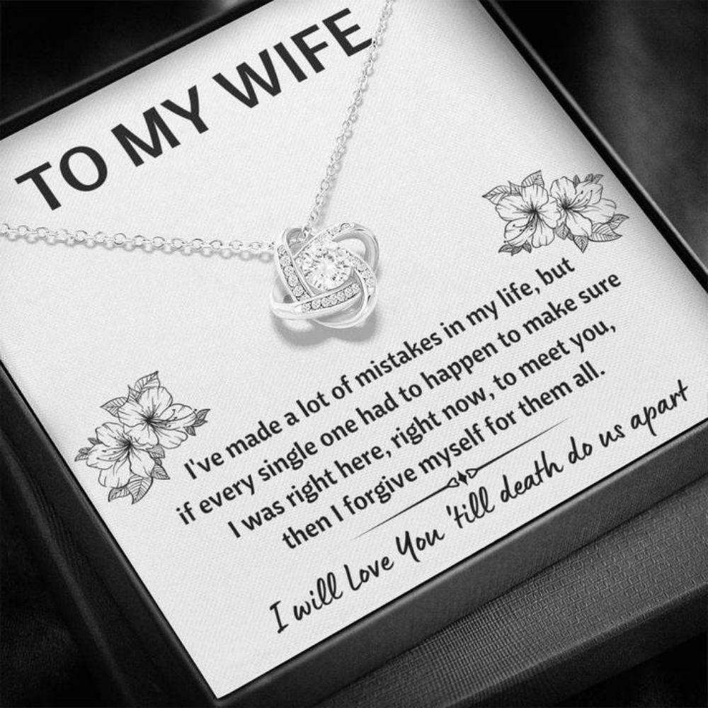 Wife Necklace, To My Wife Œmistakes” Love Knot Necklace Gift From Husband For Karwa Chauth Rakva