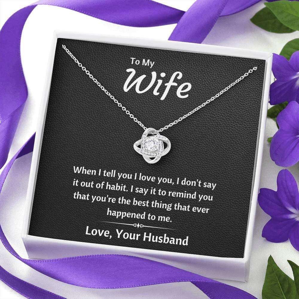 Wife Necklace, To My Wife Œout Of Habit” Love Necklace Gift For Wife From Husband For Karwa Chauth Rakva