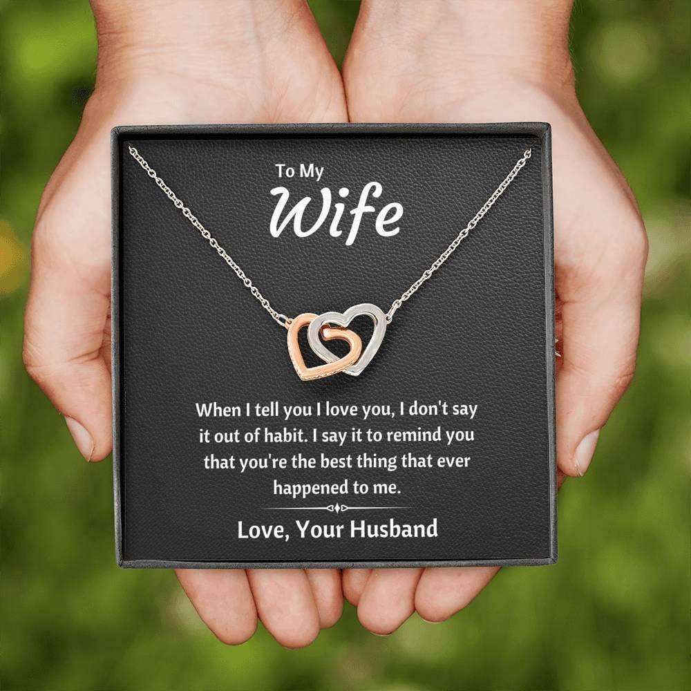 Wife Necklace, To My Wife Œout Of Habit” Necklace Gift For Wife From Husband For Karwa Chauth Rakva