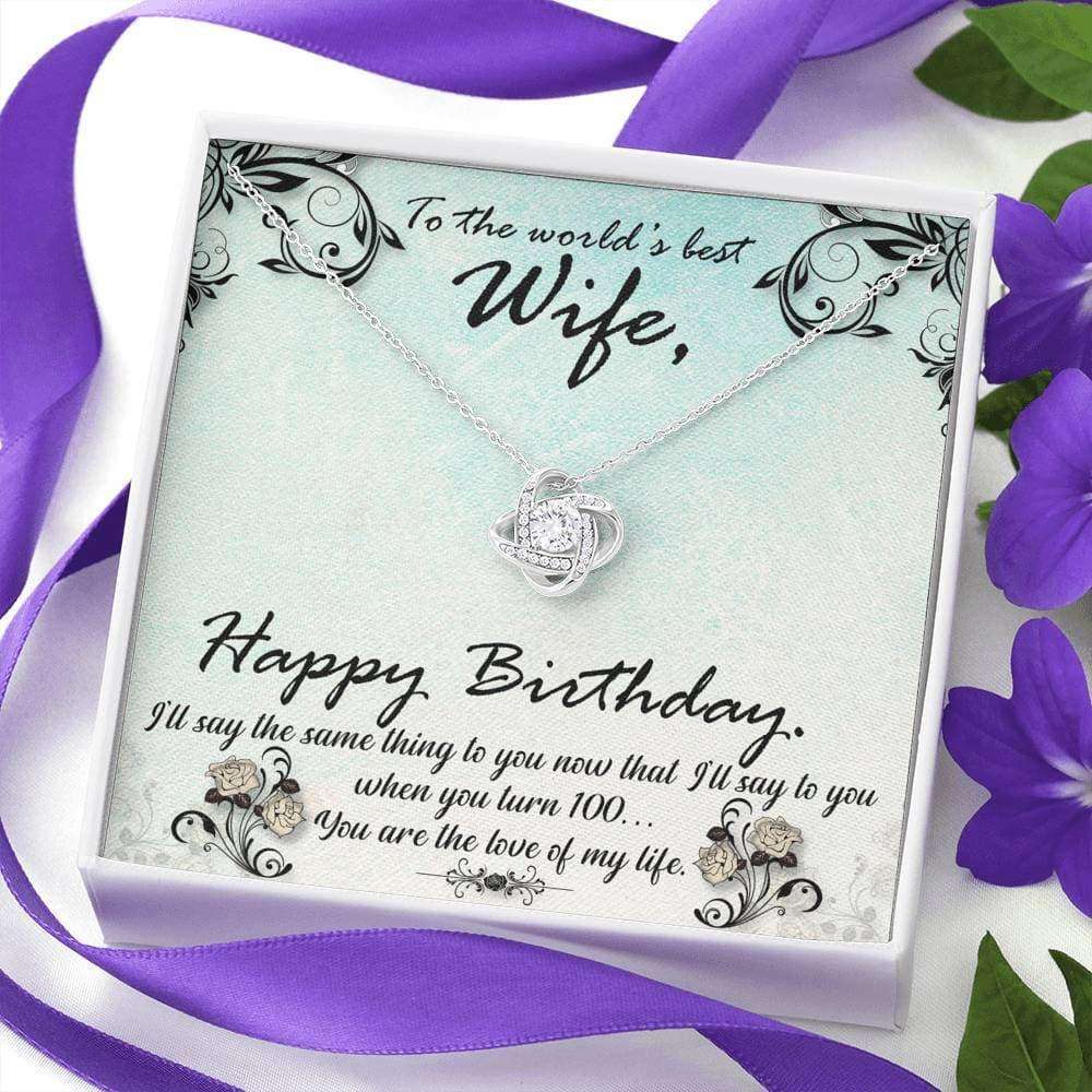 Wife Necklace, To The World’S Best Wife Happy Birthday Love Knot Necklace For Karwa Chauth Rakva