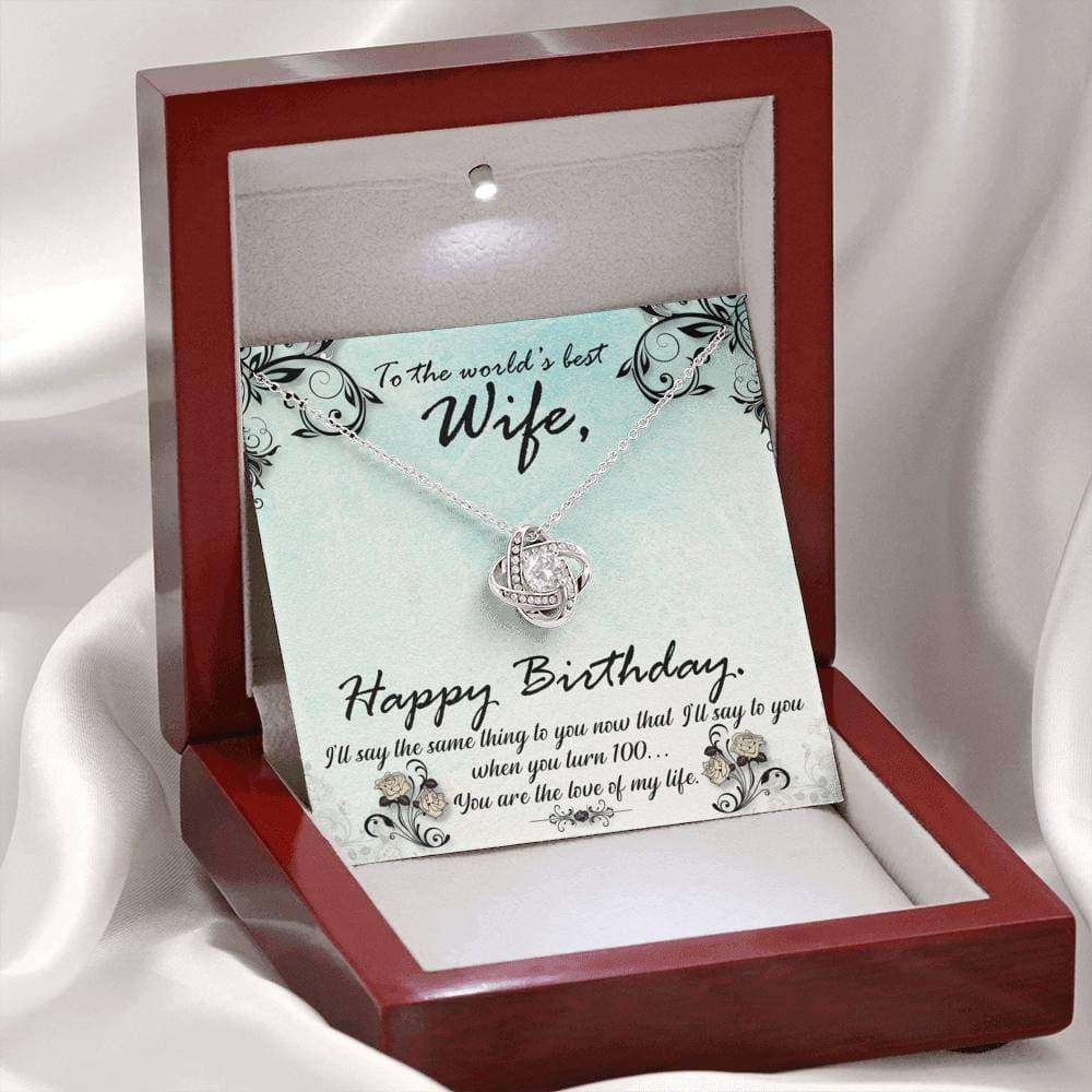 Wife Necklace, To The World’S Best Wife Happy Birthday Love Knot Necklace For Karwa Chauth Rakva