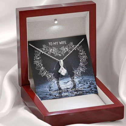 Wife Necklace, To Wife Necklace Gift “ Love You Snow Matter What “ Sparkle Ribbon Necklace For Karwa Chauth Rakva