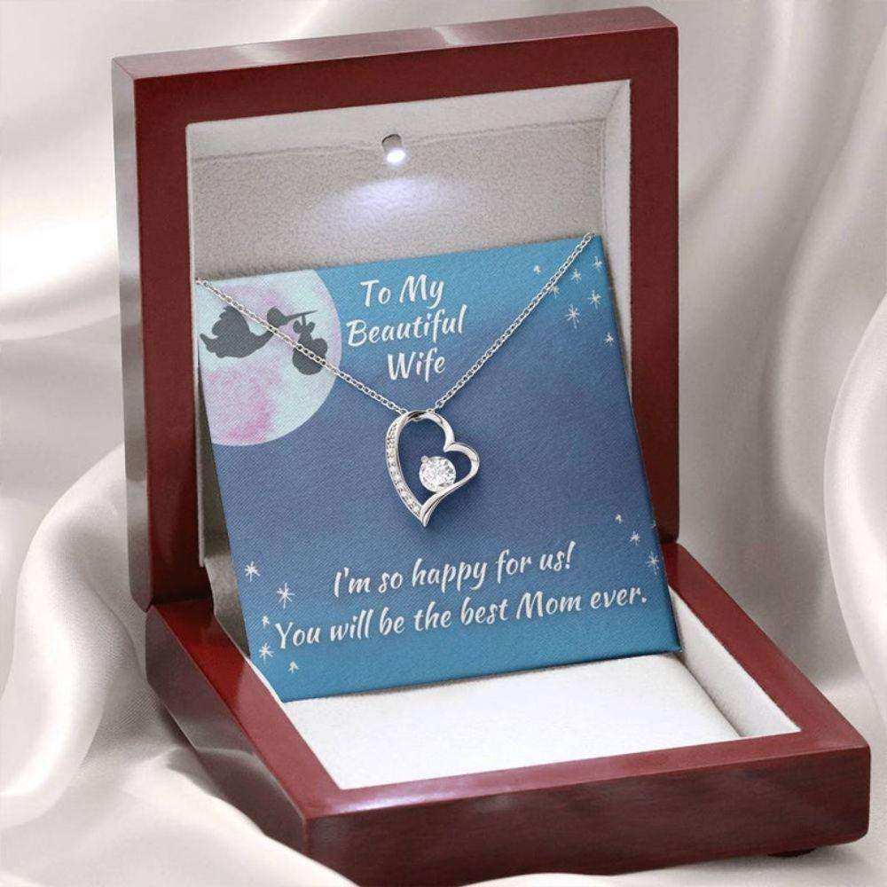 Wife Necklace, To Wife Necklace New Mom Gift Expecting Joy Sparkling Heart Necklace For Karwa Chauth Rakva