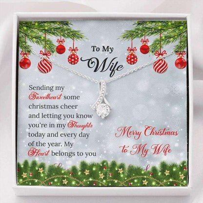 Wife Necklace, To Wife White Christmas Ornament Necklace For Karwa Chauth Rakva