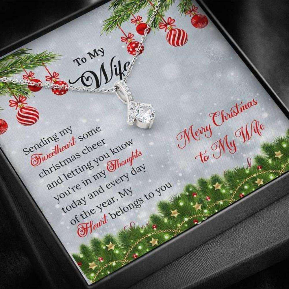 Wife Necklace, To Wife White Christmas Ornament Necklace For Karwa Chauth Rakva