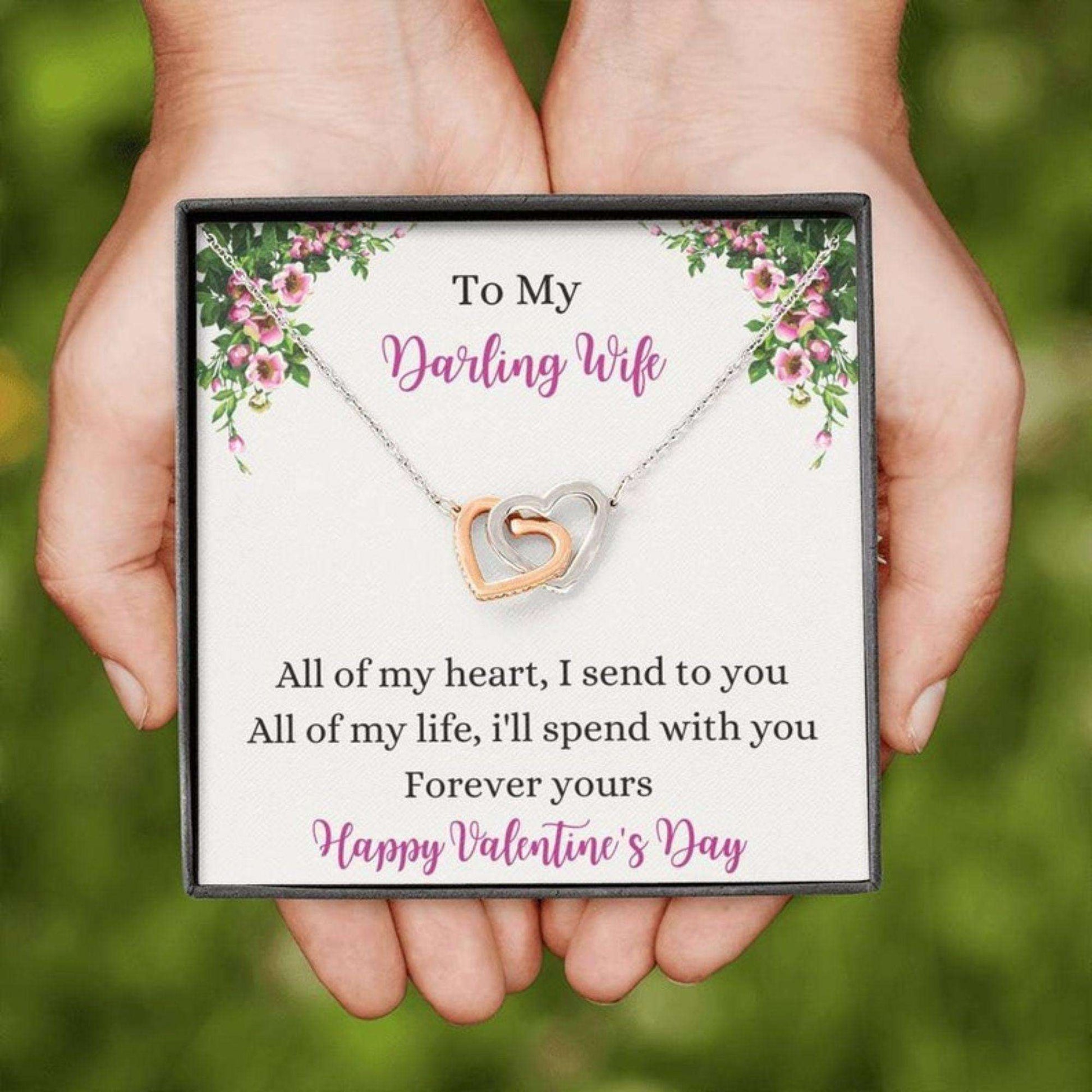 Wife Necklace, Valentine’S Day Love Knot Necklace, Valentine’S Day Gift Idea, Husband’S Gift For Wife, Interlocking Hearts Pendant For Karwa Chauth Rakva