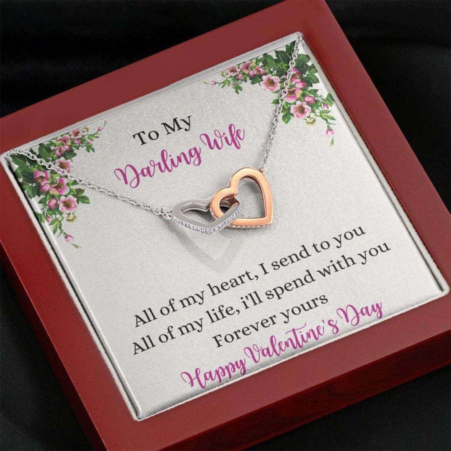 Wife Necklace, Valentine’S Day Love Knot Necklace, Valentine’S Day Gift Idea, Husband’S Gift For Wife, Interlocking Hearts Pendant For Karwa Chauth Rakva