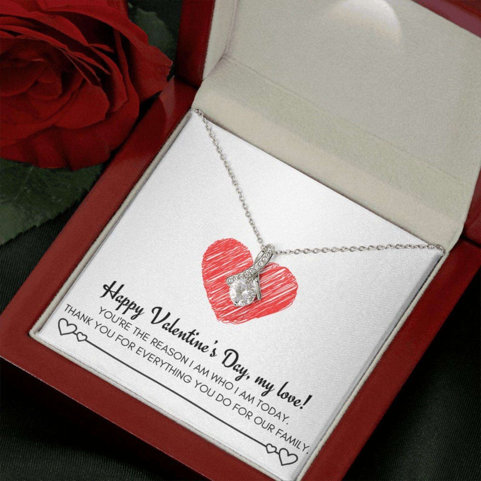 Wife Necklace, Valentine’S Day Necklace Gift For Wife, Gifts For Wife, Happy Valentine’S Day My Love Necklace For Karwa Chauth Rakva