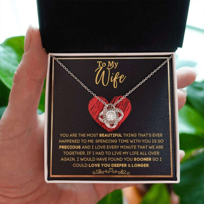 Wife Necklace, Valentine’S Day Necklace Gift For Wife, Gifts For Wife, To My Wife Love Knot Necklace For Karwa Chauth Rakva