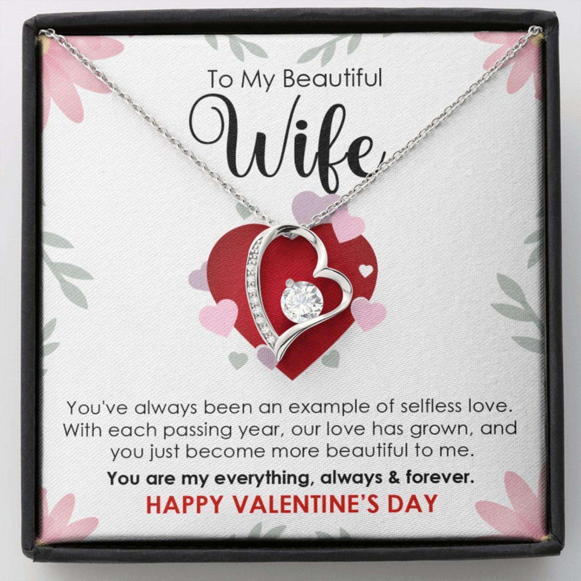 Wife Necklace, Valentine’S Day Necklace Gift With Message Card For Wife From Husband, To My Wife Gift, Gift For Wife Valentines Day For Karwa Chauth Rakva