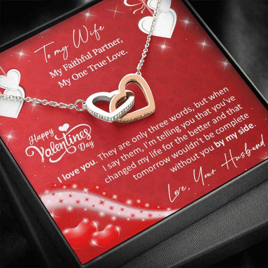 Wife Necklace, Valentine’S Day Necklace Gift With Message Card For Wife From Husband, To My Wife Necklace For Karwa Chauth Rakva