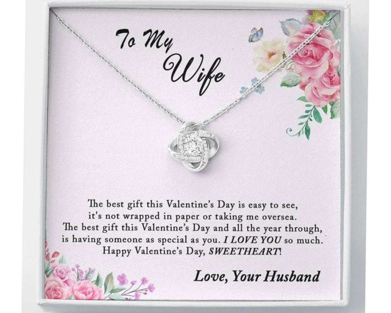 Wife Necklace, Valentines Day Gift Necklace For Wife From Husband, First Married, Romantic For Karwa Chauth Rakva