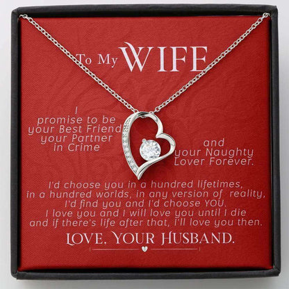 Wife Necklace, Valentines Day Heart Pendant Gift For Wife, I Promise To Be! For Karwa Chauth Rakva