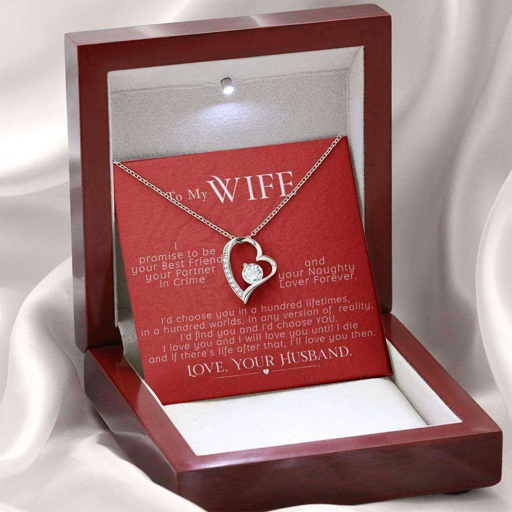 Wife Necklace, Valentines Day Heart Pendant Gift For Wife, I Promise To Be! For Karwa Chauth Rakva