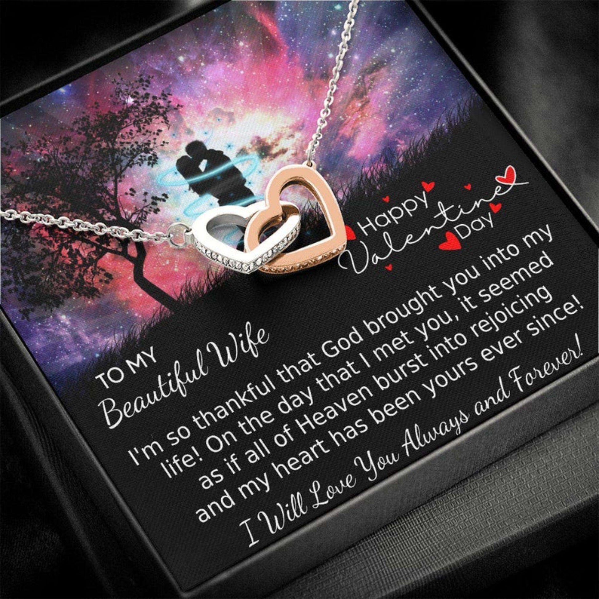 Wife Necklace, Valentines Day Hearts Necklace For My Wife, Interlocking Hearts Pendant, Faith Based, Heavens Rejoice For Karwa Chauth Rakva