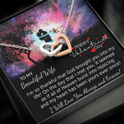 Wife Necklace, Valentines Day Hearts Necklace For My Wife, Interlocking Hearts Pendant, Faith Based, Heavens Rejoice For Karwa Chauth Rakva