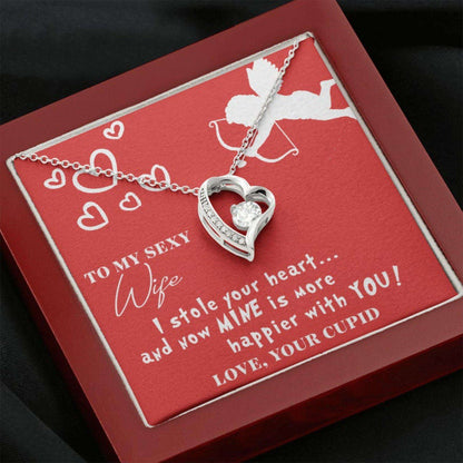 Wife Necklace, Valentines Day Necklace Gift For Wife From Husband, Valentines Necklace For Her, Cupid Forever Love Necklace For Karwa Chauth Rakva