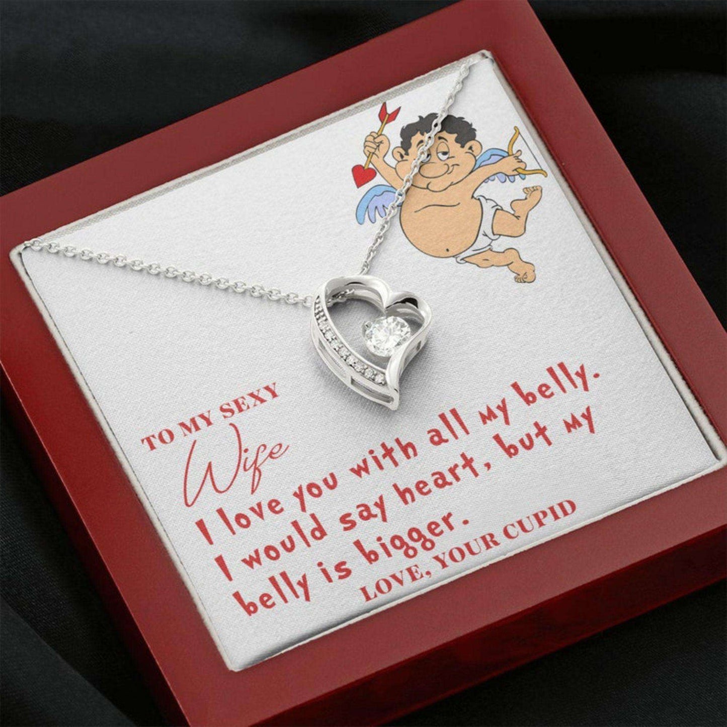 Wife Necklace, Valentines Day Necklace Gift For Wife From Husband, Valentines Necklace For Her, Cupid Necklace For Valentines Day For Karwa Chauth Rakva