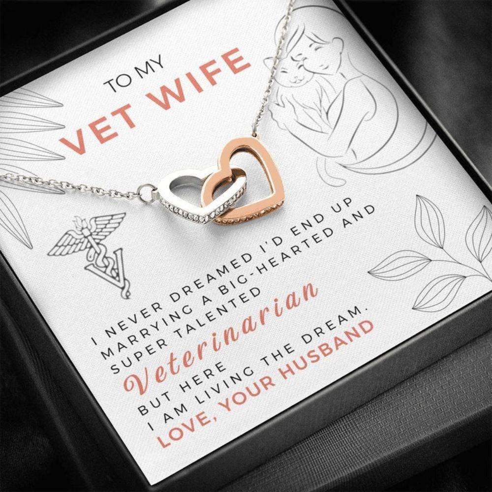 Wife Necklace, Vet Wife Necklace “ Veterinarian Gift “ Wife Message Card “ Best Vet Necklace “ Vet Christmas Gifts For Karwa Chauth Rakva