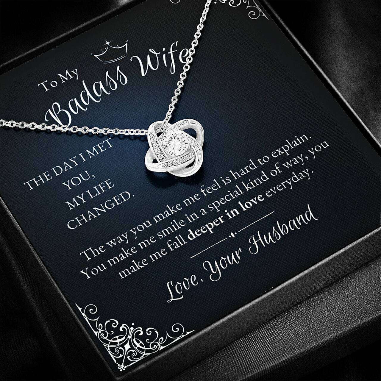 Wife Necklace, Wedding Anniversary Gift For Wife Jewelry To My Badass Wife Necklace The Day I Met You For Karwa Chauth Rakva