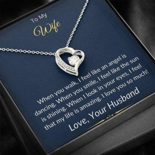 Wife Necklace, When I Look In Your Eyes Forever Love Necklace Gift For Wife For Karwa Chauth Rakva