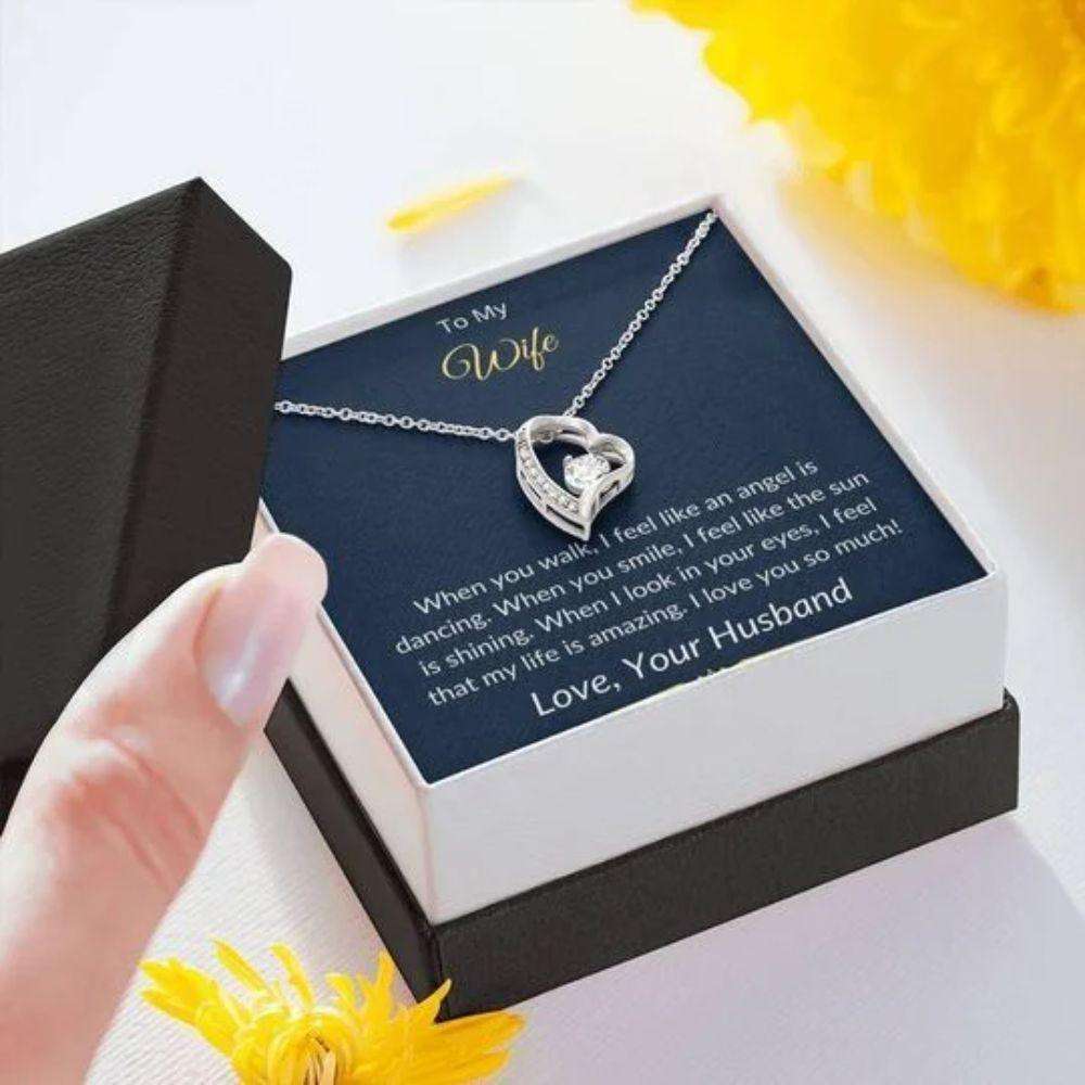 Wife Necklace, When I Look In Your Eyes Forever Love Necklace Gift For Wife For Karwa Chauth Rakva