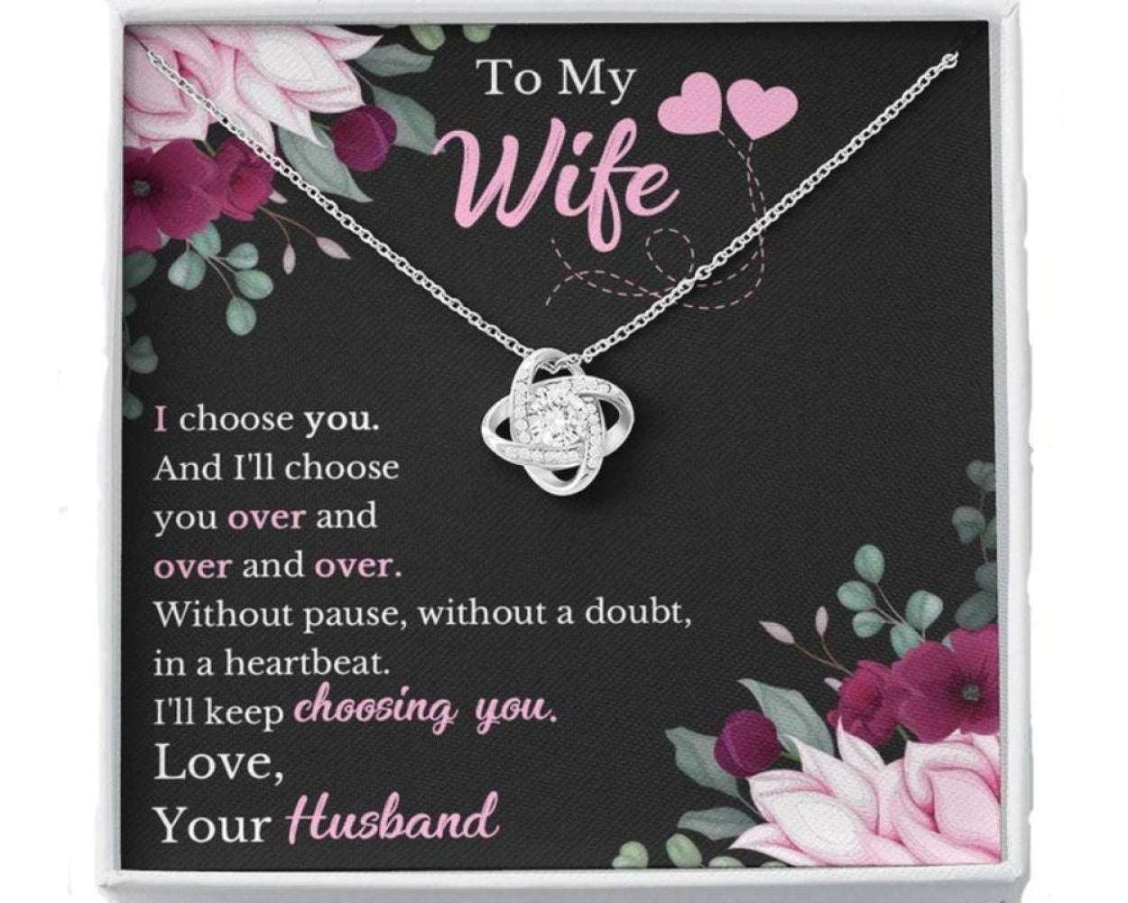 Wife Necklace, Wife Birthday Necklace, Gift For Wife From Husband, Sentimental Gifts For Her For Karwa Chauth Rakva